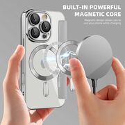Husa pentru  iPhone 16 Pro EliteBook Executive Tip Carte cu Protectie RFID, Compatibilitate MagSafe si protectie lentile Transparent - Argintiu