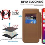 Husa pentru  iPhone 16 Pro EliteBook Executive Tip Carte cu Protectie RFID, Compatibilitate MagSafe si protectie lentile Transparent - Maro