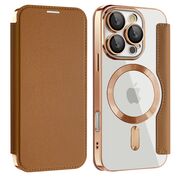 Husa pentru  iPhone 16 Pro EliteBook Executive Tip Carte cu Protectie RFID, Compatibilitate MagSafe si protectie lentile Transparent - Maro