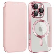 Husa pentru  iPhone 16 Pro EliteBook Executive Tip Carte cu Protectie RFID, Compatibilitate MagSafe si protectie lentile Transparent - Roz