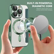 Husa pentru  iPhone 16 Pro EliteBook Executive Tip Carte cu Protectie RFID, Compatibilitate MagSafe si protectie lentile Transparent - Verde