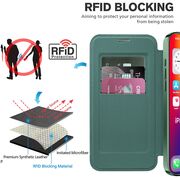 Husa pentru  iPhone 16 Pro EliteBook Executive Tip Carte cu Protectie RFID, Compatibilitate MagSafe si protectie lentile Transparent - Verde