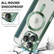 Husa pentru  iPhone 16 Pro EliteBook Executive Tip Carte cu Protectie RFID, Compatibilitate MagSafe si protectie lentile Transparent - Verde