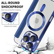 Husa pentru  iPhone 16 Pro Max EliteBook Executive Tip Carte cu Protectie RFID, Compatibilitate MagSafe si protectie lentile Transparent - Albastru