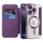 Husa pentru  iPhone 16 Pro Max EliteBook Executive Tip Carte cu Protectie RFID, Compatibilitate MagSafe si protectie lentile Transparent - Mov