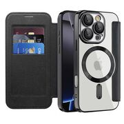 Husa pentru  iPhone 16 Pro Max EliteBook Executive Tip Carte cu Protectie RFID, Compatibilitate MagSafe si protectie lentile Transparent - Negru