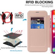 Husa pentru  iPhone 16 Pro Max EliteBook Executive Tip Carte cu Protectie RFID, Compatibilitate MagSafe si protectie lentile Transparent - Roz