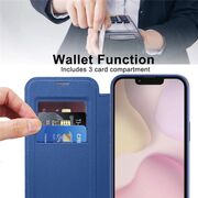 Husa pentru  iPhone 16e EliteBook Executive Tip Carte cu Protectie RFID, Compatibilitate MagSafe si protectie lentile Transparent - Albastru