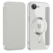 Husa pentru  iPhone 16e EliteBook Executive Tip Carte cu Protectie RFID, Compatibilitate MagSafe si protectie lentile Transparent - Argintiu