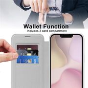 Husa pentru  iPhone 16e EliteBook Executive Tip Carte cu Protectie RFID, Compatibilitate MagSafe si protectie lentile Transparent - Argintiu