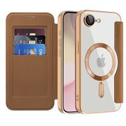 Husa pentru  iPhone 16e EliteBook Executive Tip Carte cu Protectie RFID, Compatibilitate MagSafe si protectie lentile Transparent - Maro