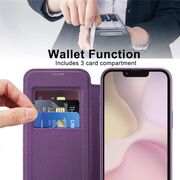 Husa pentru  iPhone 16e EliteBook Executive Tip Carte cu Protectie RFID, Compatibilitate MagSafe si protectie lentile Transparent - Mov