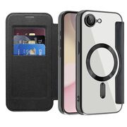 Husa pentru  iPhone 16e EliteBook Executive Tip Carte cu Protectie RFID, Compatibilitate MagSafe si protectie lentile Transparent - Negru