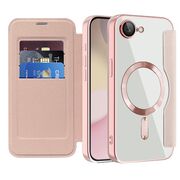 Husa pentru  iPhone 16e EliteBook Executive Tip Carte cu Protectie RFID, Compatibilitate MagSafe si protectie lentile Transparent - Roz