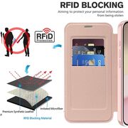 Husa pentru  iPhone 16e EliteBook Executive Tip Carte cu Protectie RFID, Compatibilitate MagSafe si protectie lentile Transparent - Roz