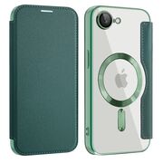 Husa pentru  iPhone 16e EliteBook Executive Tip Carte cu Protectie RFID, Compatibilitate MagSafe si protectie lentile Transparent - Verde