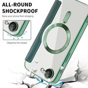 Husa pentru  iPhone 16e EliteBook Executive Tip Carte cu Protectie RFID, Compatibilitate MagSafe si protectie lentile Transparent - Verde