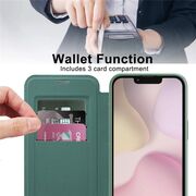Husa pentru  iPhone 16e EliteBook Executive Tip Carte cu Protectie RFID, Compatibilitate MagSafe si protectie lentile Transparent - Verde