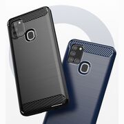 Husa din Carbon&TPU flexibil pentru Samsung Galaxy A21S (albastru)