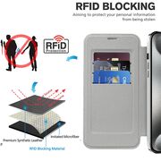 Husa pentru  iPhone 15 Pro EliteBook Executive Tip Carte cu Protectie RFID, Compatibilitate MagSafe si protectie lentile Transparent - Argintiu