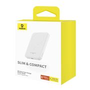 Acumulator Extern Type-C, Incarcare Wireless, 20W, 5000mAh + Cablu Type-C, 30cm - Baseus Mini - Alb