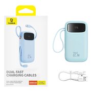Acumulator Extern Lightning, 2x Type-C, USB, 22.5W, 20000mAh + Cablu Type-C, 30cm - Baseus Qpow Pro+ - Blue