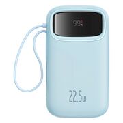 Acumulator Extern Lightning, 2x Type-C, USB, 22.5W, 20000mAh + Cablu Type-C, 30cm - Baseus Qpow Pro+ - Blue