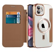 Husa pentru  iPhone 11 EliteBook Executive Tip Carte cu Protectie RFID, Compatibilitate MagSafe si protectie lentile Transparent - Maro