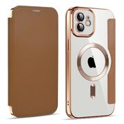 Husa pentru  iPhone 11 EliteBook Executive Tip Carte cu Protectie RFID, Compatibilitate MagSafe si protectie lentile Transparent - Maro