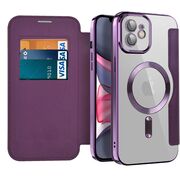 Husa pentru  iPhone 11 EliteBook Executive Tip Carte cu Protectie RFID, Compatibilitate MagSafe si protectie lentile Transparent - Mov