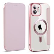 Husa pentru  iPhone 11 EliteBook Executive Tip Carte cu Protectie RFID, Compatibilitate MagSafe si protectie lentile Transparent - Roz