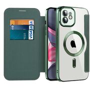 Husa pentru  iPhone 11 EliteBook Executive Tip Carte cu Protectie RFID, Compatibilitate MagSafe si protectie lentile Transparent - Verde