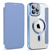 Husa pentru  iPhone 11 Pro Max EliteBook Executive Tip Carte cu Protectie RFID, Compatibilitate MagSafe si protectie lentile Transparent - Albastru deschis