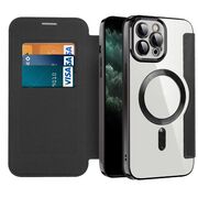 Husa pentru  iPhone 11 Pro Max EliteBook Executive Tip Carte cu Protectie RFID, Compatibilitate MagSafe si protectie lentile Transparent - Negru