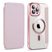 Husa pentru  iPhone 11 Pro Max EliteBook Executive Tip Carte cu Protectie RFID, Compatibilitate MagSafe si protectie lentile Transparent - Roz