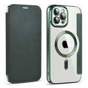 Husa pentru  iPhone 11 Pro Max EliteBook Executive Tip Carte cu Protectie RFID, Compatibilitate MagSafe si protectie lentile Transparent - Verde