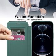 Husa pentru  iPhone 12 Pro EliteBook Executive Tip Carte cu Protectie RFID, Compatibilitate MagSafe si protectie lentile Transparent - Verde