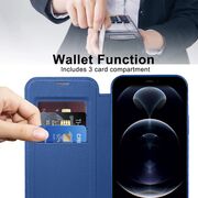 Husa pentru  iPhone 12 Pro Max EliteBook Executive Tip Carte cu Protectie RFID, Compatibilitate MagSafe si protectie lentile Transparent - Albastru