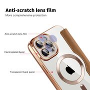 Husa pentru  iPhone 12 Pro Max EliteBook Executive Tip Carte cu Protectie RFID, Compatibilitate MagSafe si protectie lentile Transparent - Maro