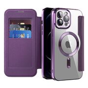 Husa pentru  iPhone 12 Pro Max EliteBook Executive Tip Carte cu Protectie RFID, Compatibilitate MagSafe si protectie lentile Transparent - Mov
