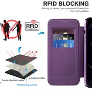 Husa pentru  iPhone 12 Pro Max EliteBook Executive Tip Carte cu Protectie RFID, Compatibilitate MagSafe si protectie lentile Transparent - Mov