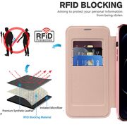 Husa pentru  iPhone 12 Pro Max EliteBook Executive Tip Carte cu Protectie RFID, Compatibilitate MagSafe si protectie lentile Transparent - Roz