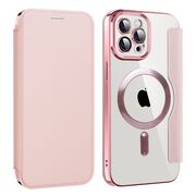 Husa pentru  iPhone 12 Pro Max EliteBook Executive Tip Carte cu Protectie RFID, Compatibilitate MagSafe si protectie lentile Transparent - Roz
