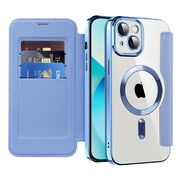Husa pentru  iPhone 13 EliteBook Executive Tip Carte cu Protectie RFID, Compatibilitate MagSafe si protectie lentile Transparent - Albastru deschis