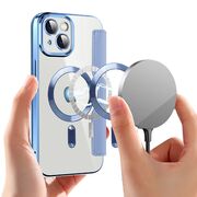 Husa pentru  iPhone 13 EliteBook Executive Tip Carte cu Protectie RFID, Compatibilitate MagSafe si protectie lentile Transparent - Albastru deschis