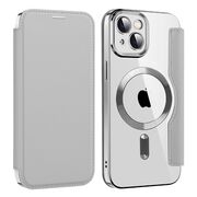 Husa pentru  iPhone 13 EliteBook Executive Tip Carte cu Protectie RFID, Compatibilitate MagSafe si protectie lentile Transparent - Argintiu