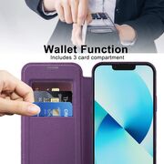 Husa pentru  iPhone 13 EliteBook Executive Tip Carte cu Protectie RFID, Compatibilitate MagSafe si protectie lentile Transparent - Mov