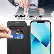 Husa pentru  iPhone 13 EliteBook Executive Tip Carte cu Protectie RFID, Compatibilitate MagSafe si protectie lentile Transparent - Negru