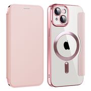 Husa pentru  iPhone 13 EliteBook Executive Tip Carte cu Protectie RFID, Compatibilitate MagSafe si protectie lentile Transparent - Roz