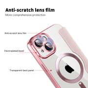 Husa pentru  iPhone 13 EliteBook Executive Tip Carte cu Protectie RFID, Compatibilitate MagSafe si protectie lentile Transparent - Roz